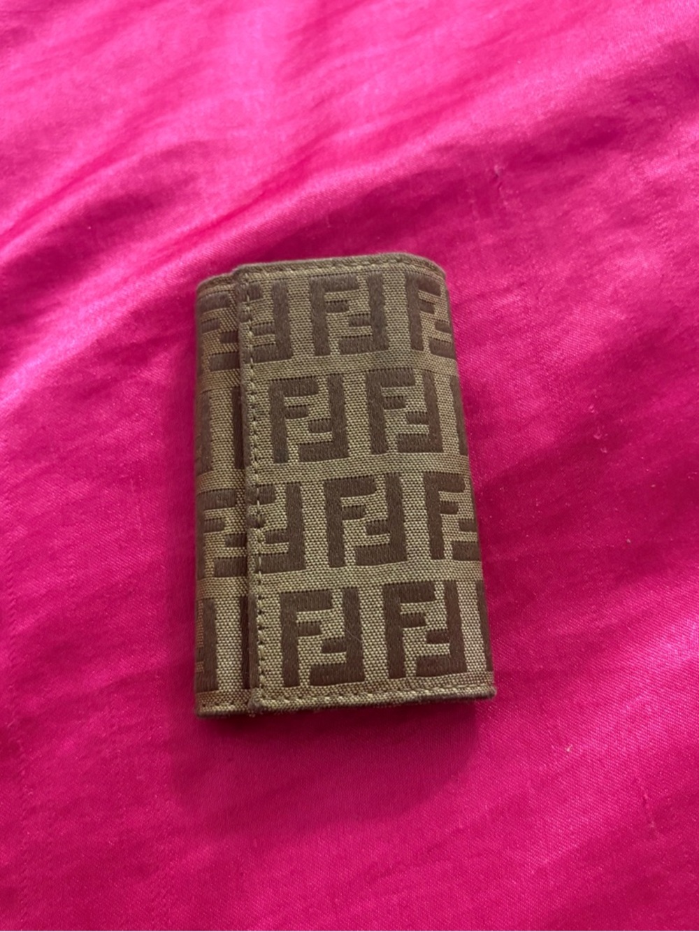 Fendi Zucca Key Holder Wallet Brown FF Monogram